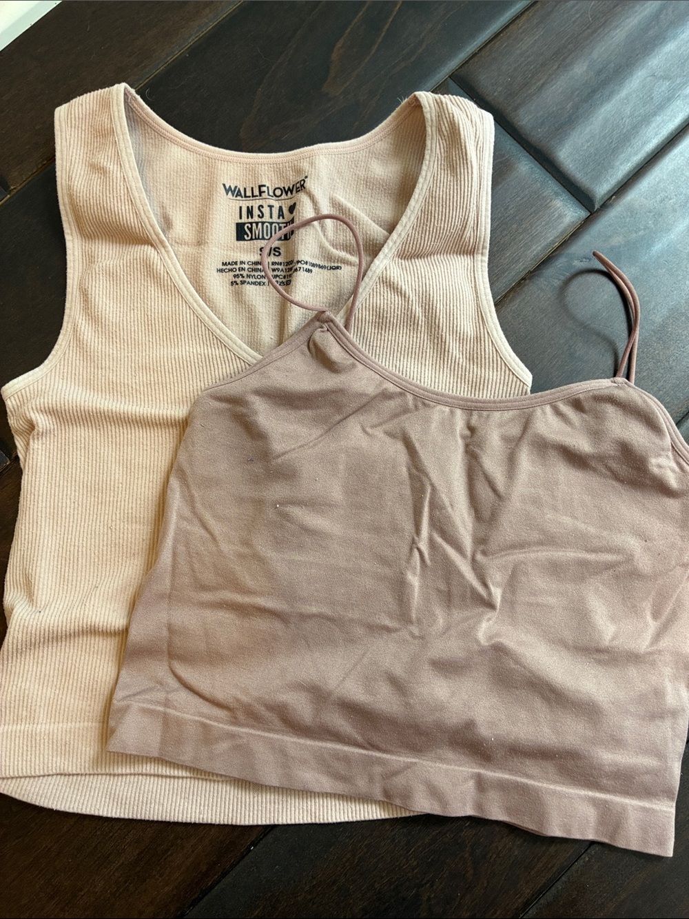 Wallflower Two-Piece Ribbed Tank and Cropped Cami Set Rose and Mauve